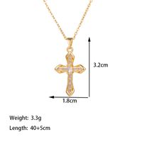 304 Stainless Steel 18K Gold Plated Vintage Style Vacation Polishing Inlay Cross Artificial Rhinestones Pendant Necklace main image 2
