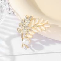Simple Style Grain Alloy Inlay Artificial Rhinestones Opal Pearl Women's Brooches main image 3