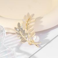 Simple Style Grain Alloy Inlay Artificial Rhinestones Opal Pearl Women's Brooches sku image 1