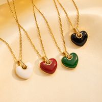 Stainless Steel 18K Gold Plated Simple Style Heart Shape Inlay Zircon Pendant Necklace main image 1