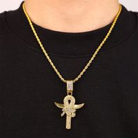 Hip-Hop Cross Eye Of Horus Alloy Plating Inlay Rhinestones Men's Pendant Necklace main image 1