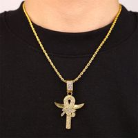 Hip Hop Traverser Oeil D'Horus Alliage Placage Incruster Strass Hommes Pendentif main image 1