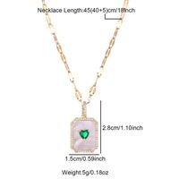 Stainless Steel Titanium Steel Elegant Simple Style Heart Shape Rectangle Plating Inlay Natural Stone Shell Zircon Pendant Necklace sku image 1