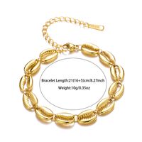 Stainless Steel 18K Gold Plated Simple Style Shell Bracelets sku image 1