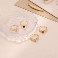 Stainless Steel Simple Style Geometric Plating Inlay Zircon Open Rings main image 3