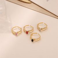 Stainless Steel Simple Style Geometric Plating Inlay Zircon Open Rings main image 4