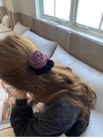 امرأة أنيق ريترو رومانسي الوردة قماش ربطة شعر main image 5