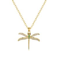 Stainless Steel Titanium Steel Elegant Simple Style Dragonfly Plating Inlay Zircon Pendant Necklace main image 5