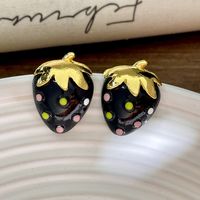 1 Pair Cute Strawberry Enamel Plating Alloy Ear Studs sku image 1