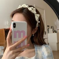 Women's Fairy Style Sweet Bow Knot Cloth Inlay Artificial Pearls Hair Band main image 5