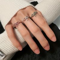 Wholesale IG Style Shiny Bow Knot Copper Hollow Out Inlay Zircon Rings main image 3