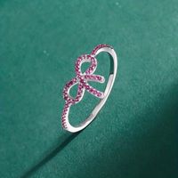 Wholesale IG Style Shiny Bow Knot Copper Hollow Out Inlay Zircon Rings sku image 3