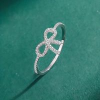 Wholesale IG Style Shiny Bow Knot Copper Hollow Out Inlay Zircon Rings sku image 11