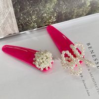 Women's Cute Round Bow Knot Plastic Inlay Artificial Pearls Hair Clip main image 5