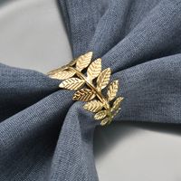 Retro Leaves Solid Color Metal Napkin Rings 1 Piece main image 5