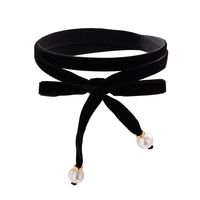 Elegant Simple Style Classic Style Round Bow Knot Imitation Pearl Flannel Tassel Straps Women's Choker main image 5