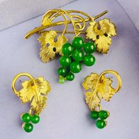 IG Style Leaf Grape Alloy Glass Plating Women's Ear Studs Brooches main image 1