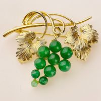 IG Style Leaf Grape Alloy Glass Plating Women's Ear Studs Brooches main image 2