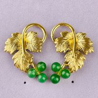 IG Style Leaf Grape Alloy Glass Plating Women's Ear Studs Brooches main image 5