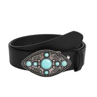 Retro Simple Style Leaf Pu Leather Alloy Women's Leather Belts main image 3