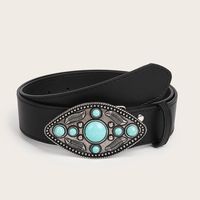 Retro Simple Style Leaf Pu Leather Alloy Women's Leather Belts main image 6