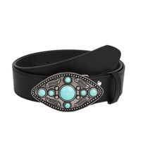 Retro Simple Style Leaf Pu Leather Alloy Women's Leather Belts sku image 1