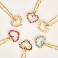 Sterling Silver Elegant Simple Style Heart Shape Zircon Pendant Necklace main image 5