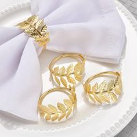 Retro Leaves Solid Color Metal Napkin Rings 1 Piece main image 2