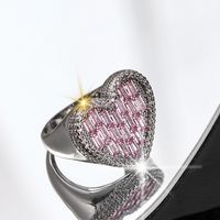 Shiny Heart Shape Copper Inlay Zircon Men's Rings main image 5