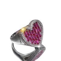 Shiny Heart Shape Copper Inlay Zircon Men's Rings main image 2