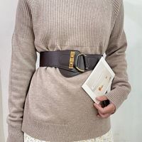 Simple Style Solid Color Pu Leather Alloy Elastic Band Women's Leather Belts sku image 3