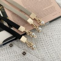 Retro Solid Color Pu Leather Alloy Plating Inlay Pearl Women's Leather Belts main image 2