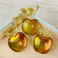 Simple Style Apple Alloy Plating Inlay Imitation Glaze Women's Earrings Brooches main image 1