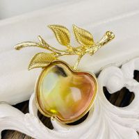 Simple Style Apple Alloy Plating Inlay Imitation Glaze Women's Earrings Brooches sku image 1