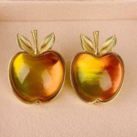 Simple Style Apple Alloy Plating Inlay Imitation Glaze Women's Earrings Brooches sku image 2