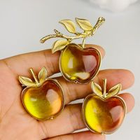 Simple Style Apple Alloy Plating Inlay Imitation Glaze Women's Earrings Brooches main image 3
