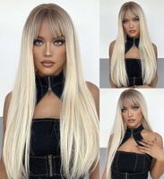Women's Sexy Party Stage Street High Temperature Wire Bangs Long Straight Hair Wig Net main image 5