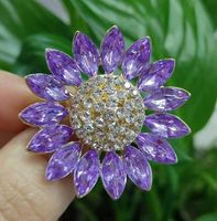 Brillant Fleur Alliage Incruster Cristal Strass Femmes Broches sku image 1