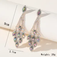 1 Par Lujoso Brillante Borla Embutido Cobre Diamantes De Imitación Circón Pendientes De Gota main image 2