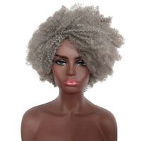 Women's African Style Casual Stage Street High Temperature Wire Side Fringe Short Curly Hair Wig Net main image 4