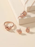 Simple Style Rose Gold Plated Glass Alloy Wholesale Rings Earrings Necklace sku image 1