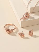 Simple Style Rose Gold Plated Glass Alloy Wholesale Rings Earrings Necklace main image 1