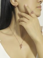 Simple Style Rose Gold Plated Glass Alloy Wholesale Rings Earrings Necklace main image 4
