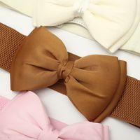 Retro Simple Style Solid Color Bow Knot Alloy Elastic Band Women's Woven Belts main image 3