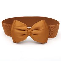 Retro Simple Style Solid Color Bow Knot Alloy Elastic Band Women's Woven Belts sku image 1