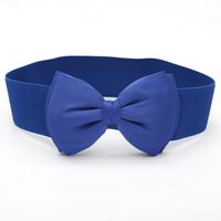 Retro Simple Style Solid Color Bow Knot Alloy Elastic Band Women's Woven Belts sku image 3