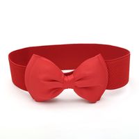 Retro Simple Style Solid Color Bow Knot Alloy Elastic Band Women's Woven Belts sku image 2