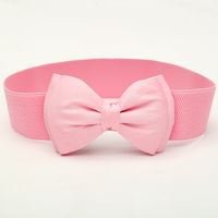 Retro Simple Style Solid Color Bow Knot Alloy Elastic Band Women's Woven Belts sku image 4