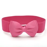 Retro Simple Style Solid Color Bow Knot Alloy Elastic Band Women's Woven Belts sku image 5