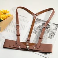 Simple Style Streetwear Solid Color Pu Leather Iron Plating Women's Corset Belts main image 4